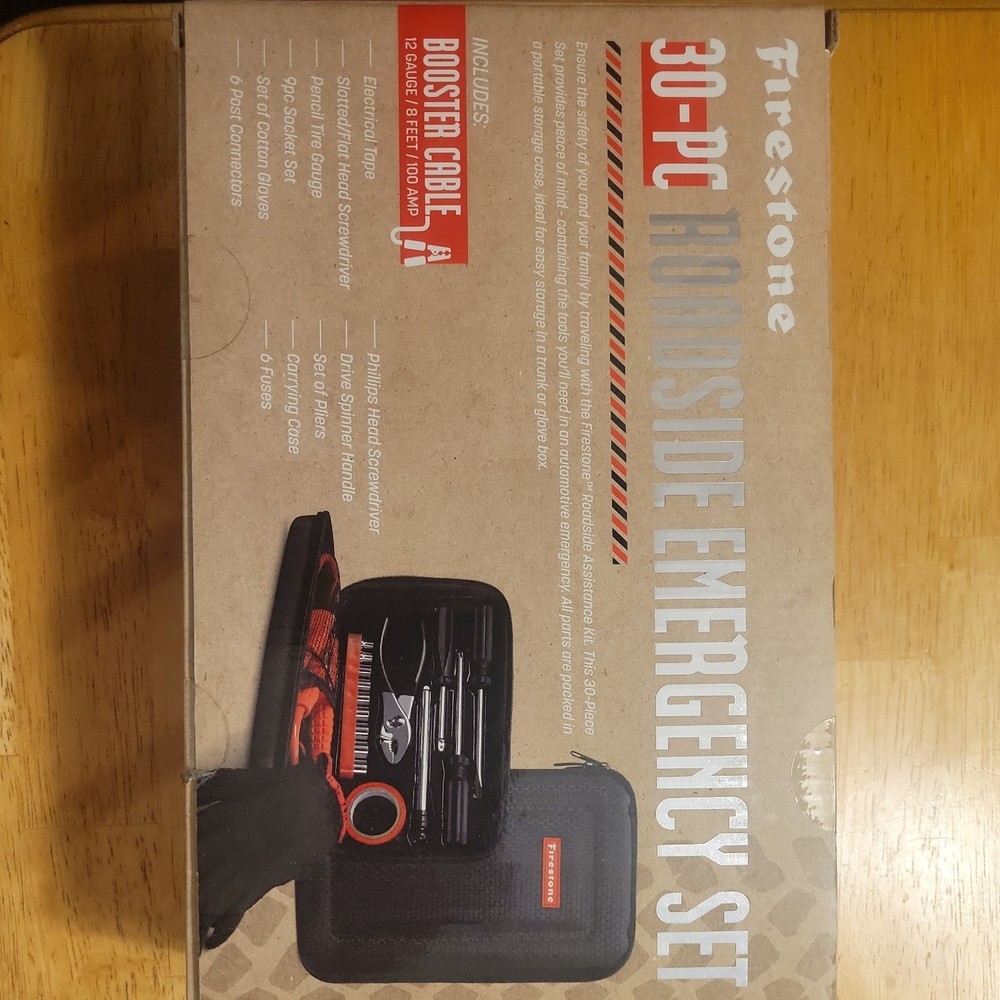 Firestone 30-PC ROADSIDE EMERGENCY SET with 8 ft 100 AMP BOOSTER CABLE