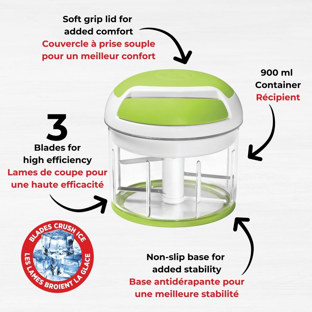 Starfrit Pull Chopper - Manual Food Processor, 3-Blade System