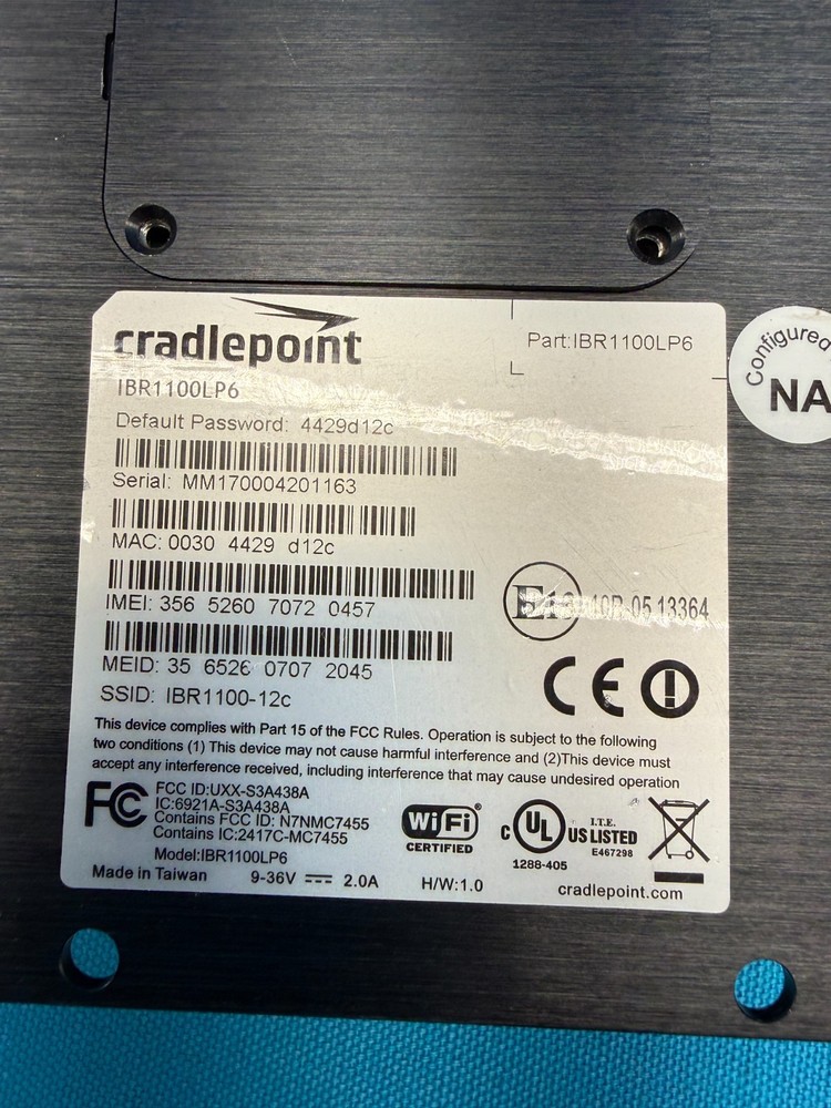 Cradlepoint IBR1100LP6 Compact Rugged Dual Band Cellular LTE Modem