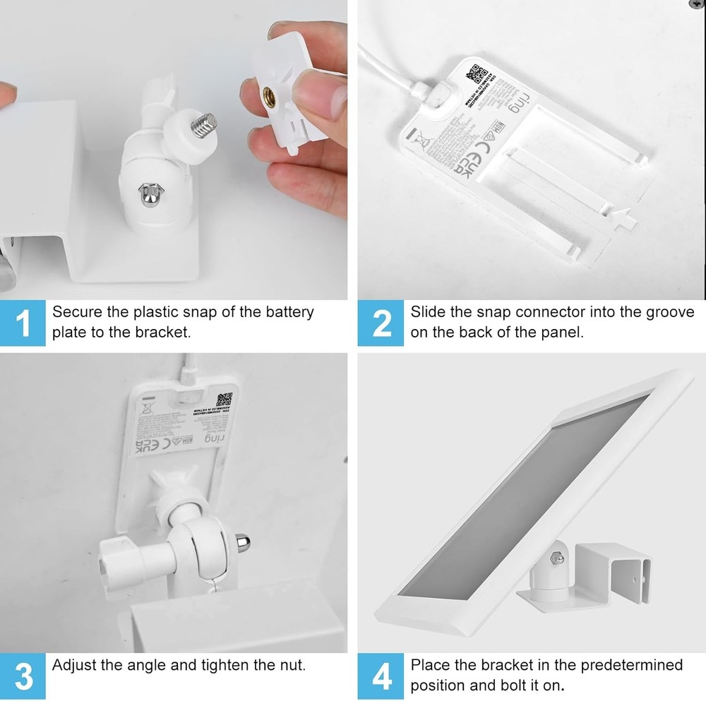 Adjustable Solar Panel Gutter Mount for Ring -Easy Install Weatherproof