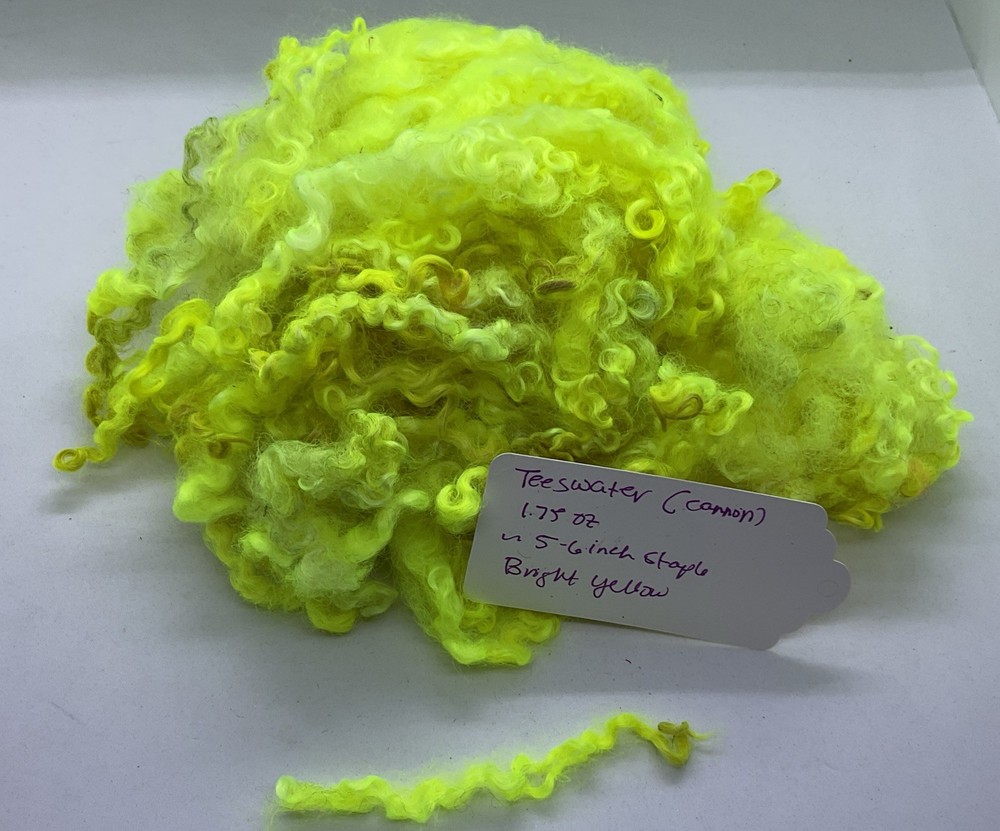 Hand Dyed Teeswater Wool Locks Longwool Bright Yellow