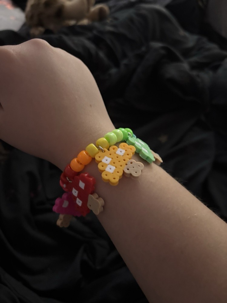 Rainbow perler bead mushroom kandi single