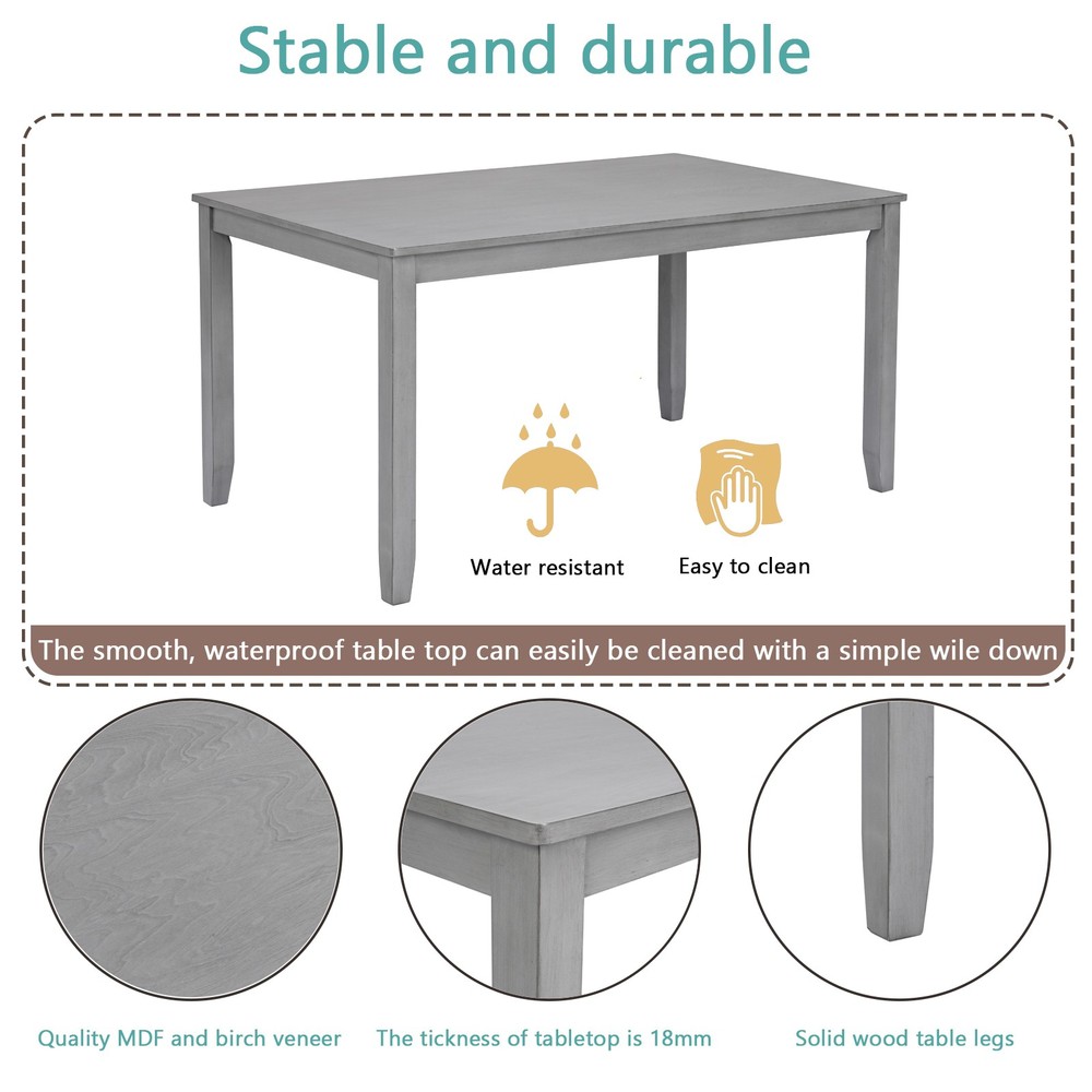 Wooden Dining Rectangular Table, Kitchen Table for Small Space, 4 Person Dinin