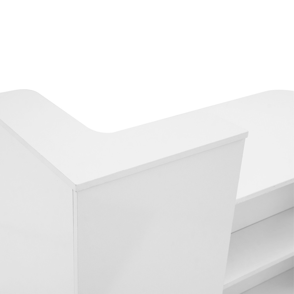 2 Lights Rectangular Reception Counter Modern Reception Desk w/ Lockable Drawer