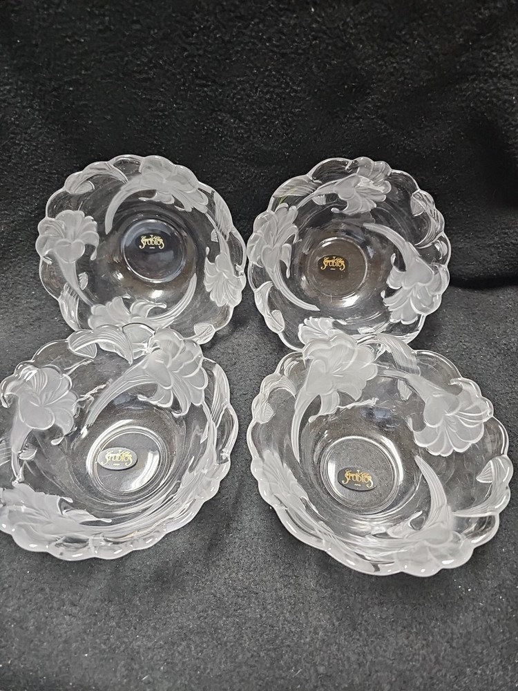 VTG Beautiful 4 Pc. Set Crystal 6" Bowls Stirling Star By Crystal Clear Studios