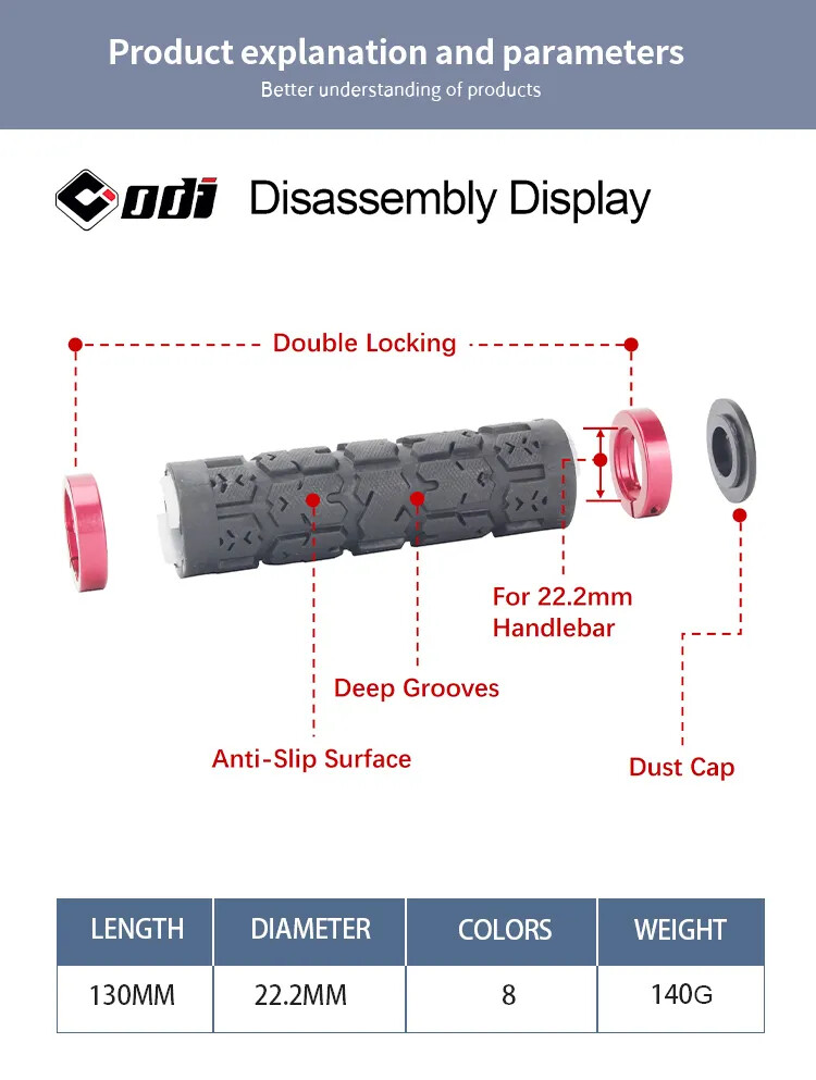 Bicycle Handlebar Grips Anti-Slip Shock Absorption Handle Cover Double Locking