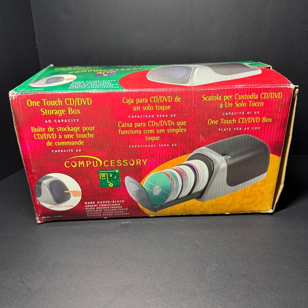 Vintage Desktop CD DVD Disc Case Push Open Retractable Holder Storage