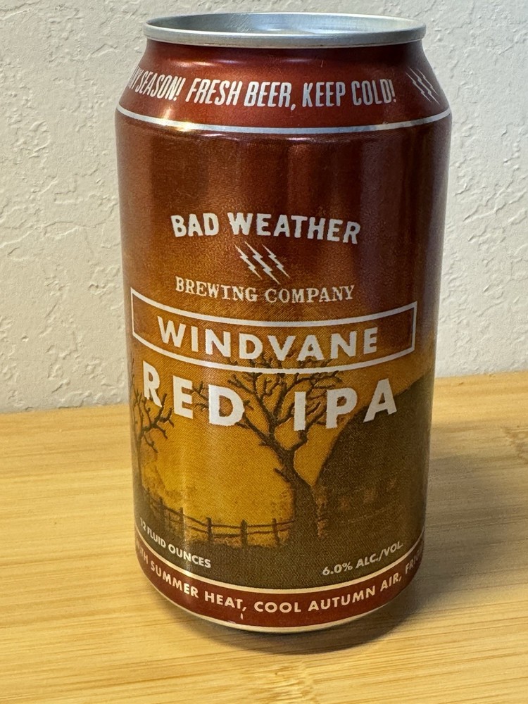 Bad Weather Windvane Red IPA - Empty Beer Can - Bottom Opened - 2019