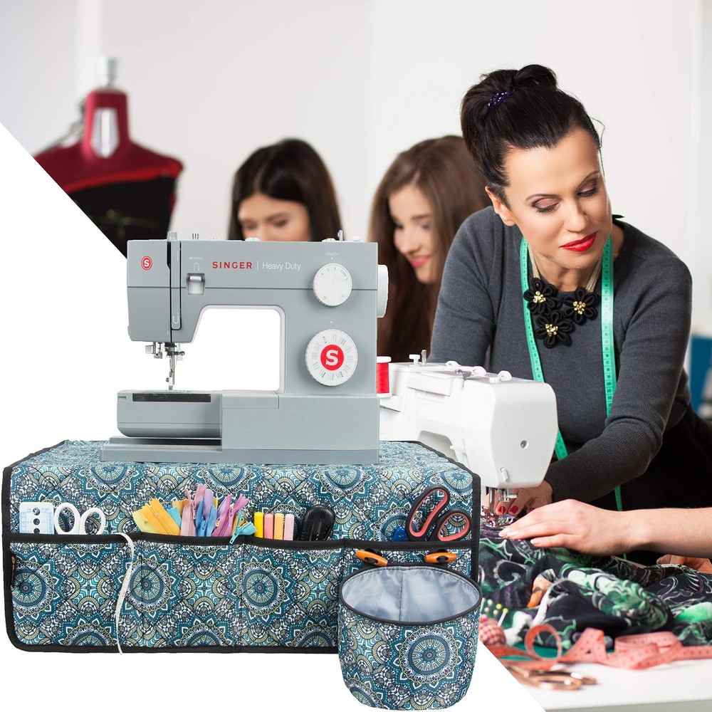 PACMAXI Sewing Machine Pad for Table with Pockets, 6-Mandala Pattern