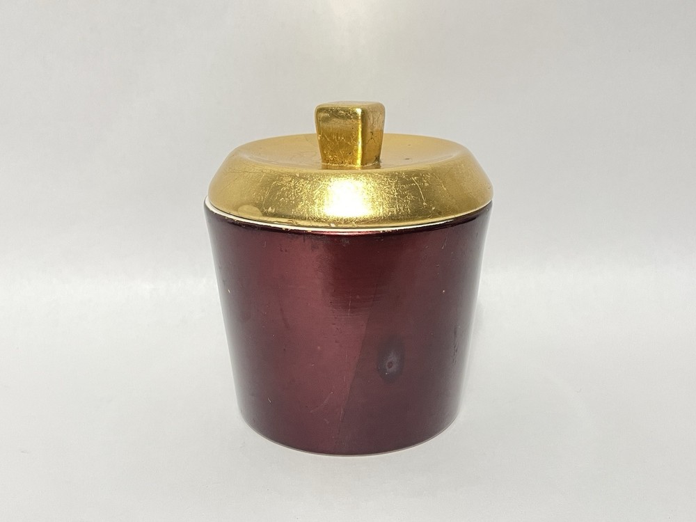Ceramic Canister Jar, Gold and Maroon, China