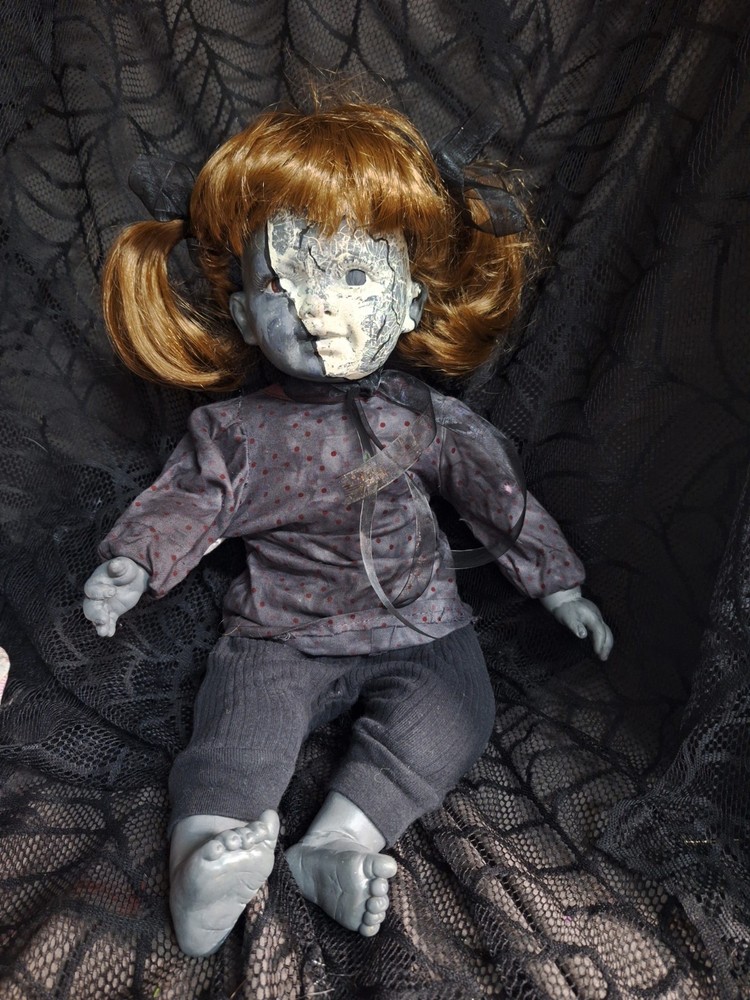 OOAK Crepy Doll, Halloween Prop, Handpainted, 18 In Tall, Multicolored