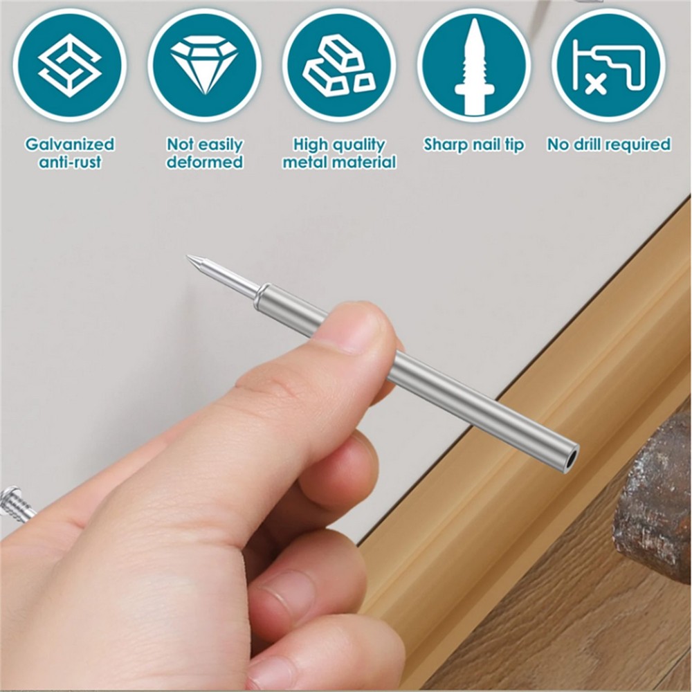 100Pcs Double-Head Skirting Thread Seamless Galvanized Metal Nail Accessories