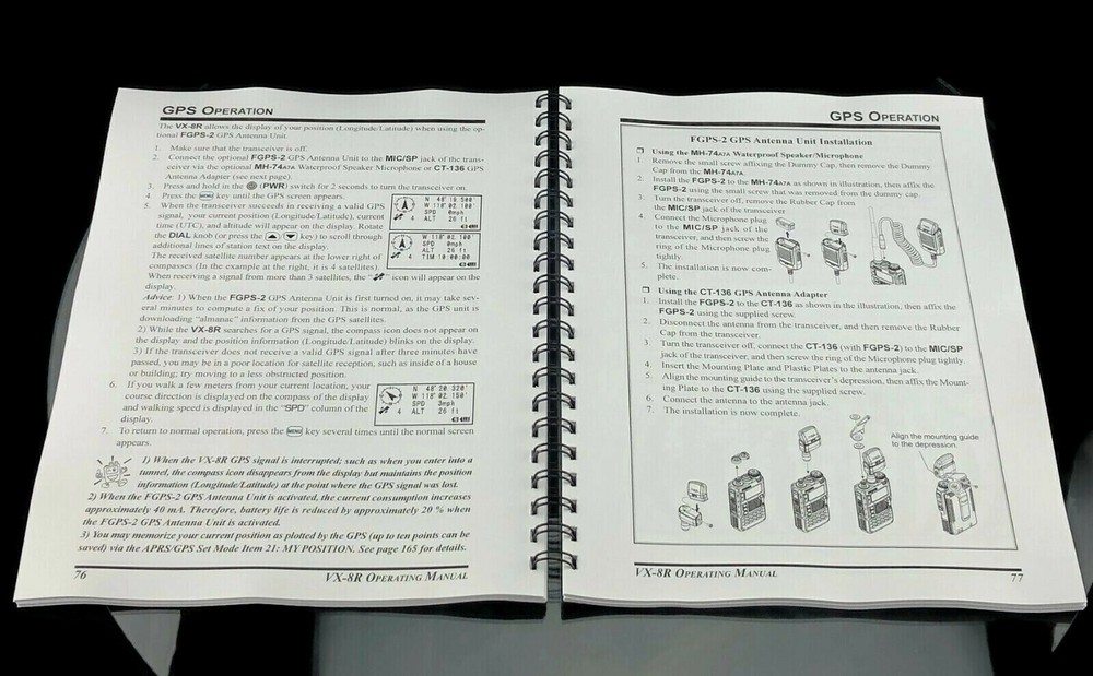 Yaesu VX-8R Instruction Manual Operating Guide Coil Bound