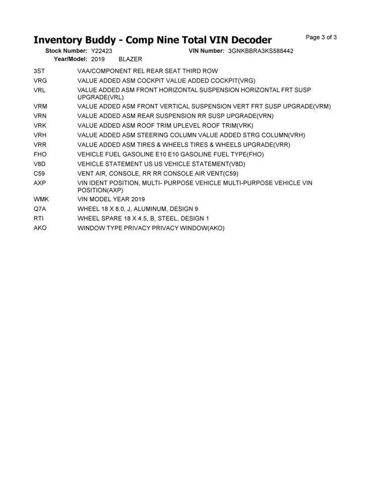 2019 Chevy Blazer Radio Display And Control Panel Opt IOR Screen