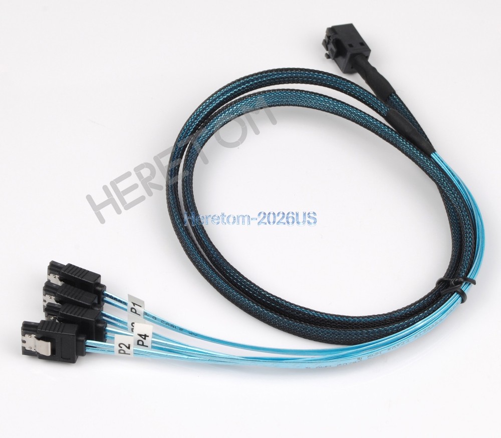 Mini SAS SFF-8643 to 4 SATA 7pin hard disk 6Gbps data Server Raid Cable 1m
