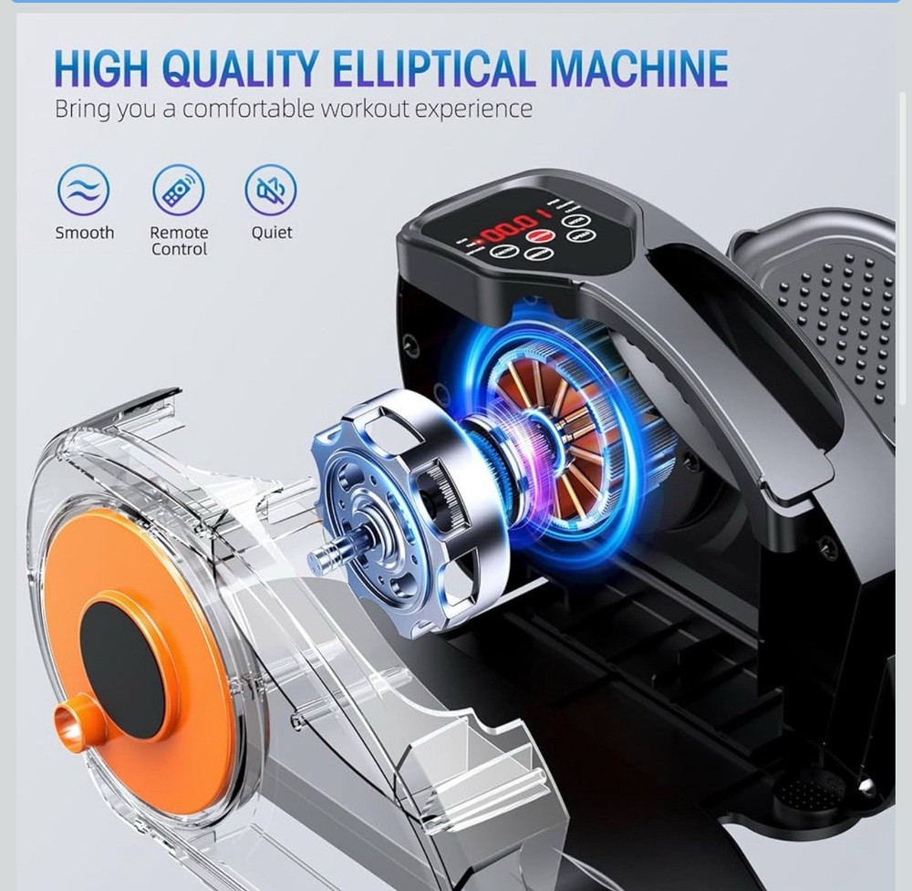Under Desk Elliptical Machine Exerciser 12 Adjustable Settings, & Remote Control