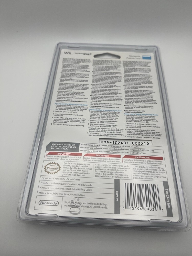 Nintendo Wii/DS Points Card Official 2000