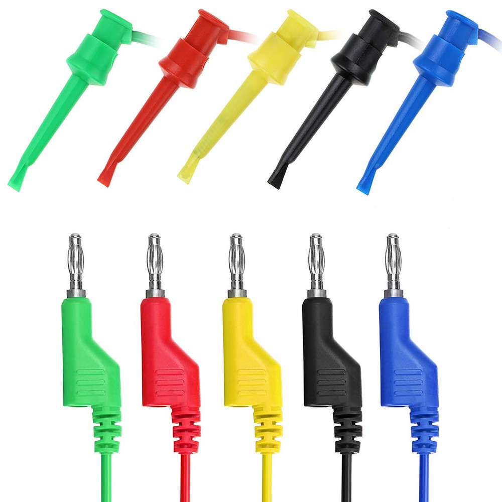 39 Inch Multimeter Test Lead Set - 5 Pcs Stackable Banana Plug to Test Hook Wire