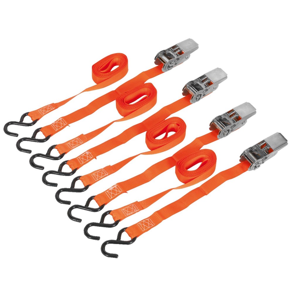 Sealey Ratchet Tie Down 25mmx4m Polyester Web 500kg - 2 Pairs