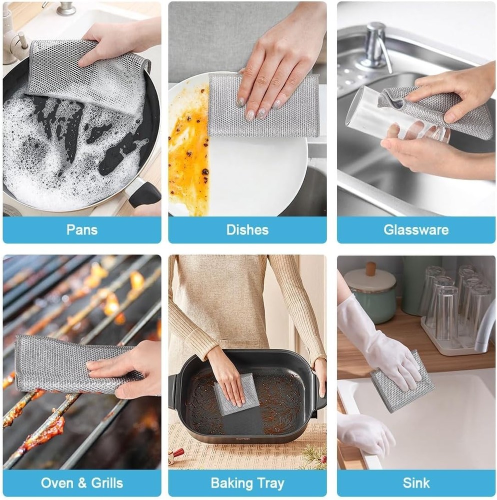 Versatile Non-Scratch Wire Dishcloths (24PK) for All Kitchen Cleansing Needs