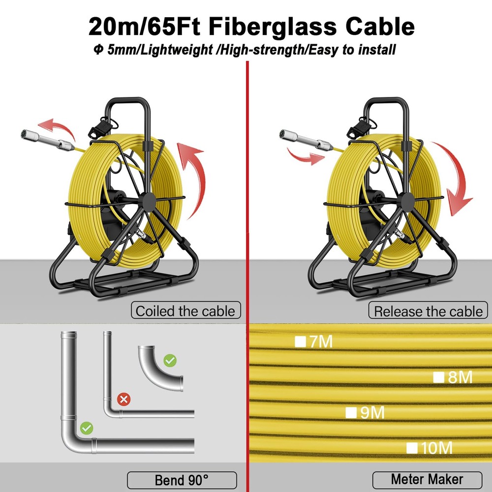Sewer Camera, 4.3" Pipe Snake Camera with DVR Function, Drain Plumbing Inspec...