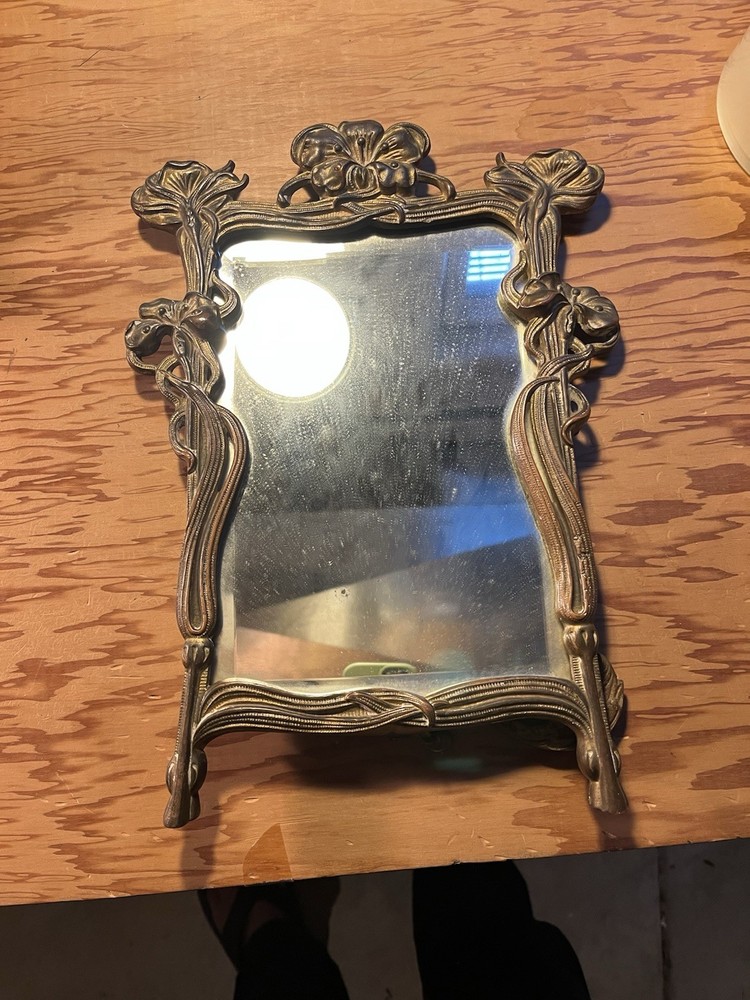 Antique Mirror (metal) With Folding Stand