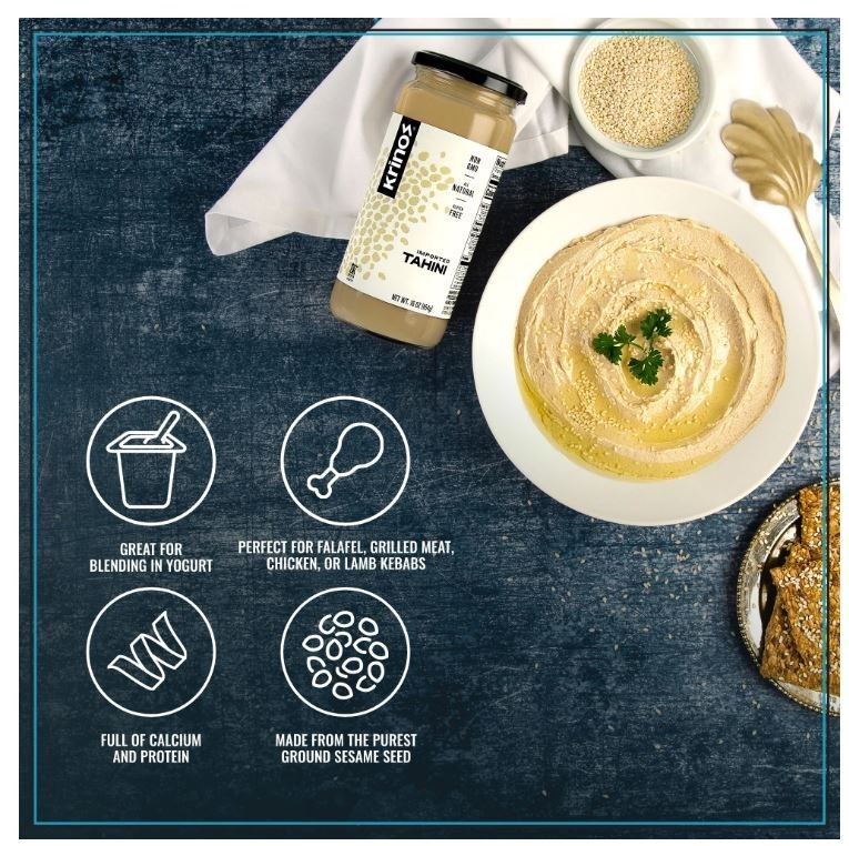 Krinos Imported Tahini, Sesame Seed, 16 oz..