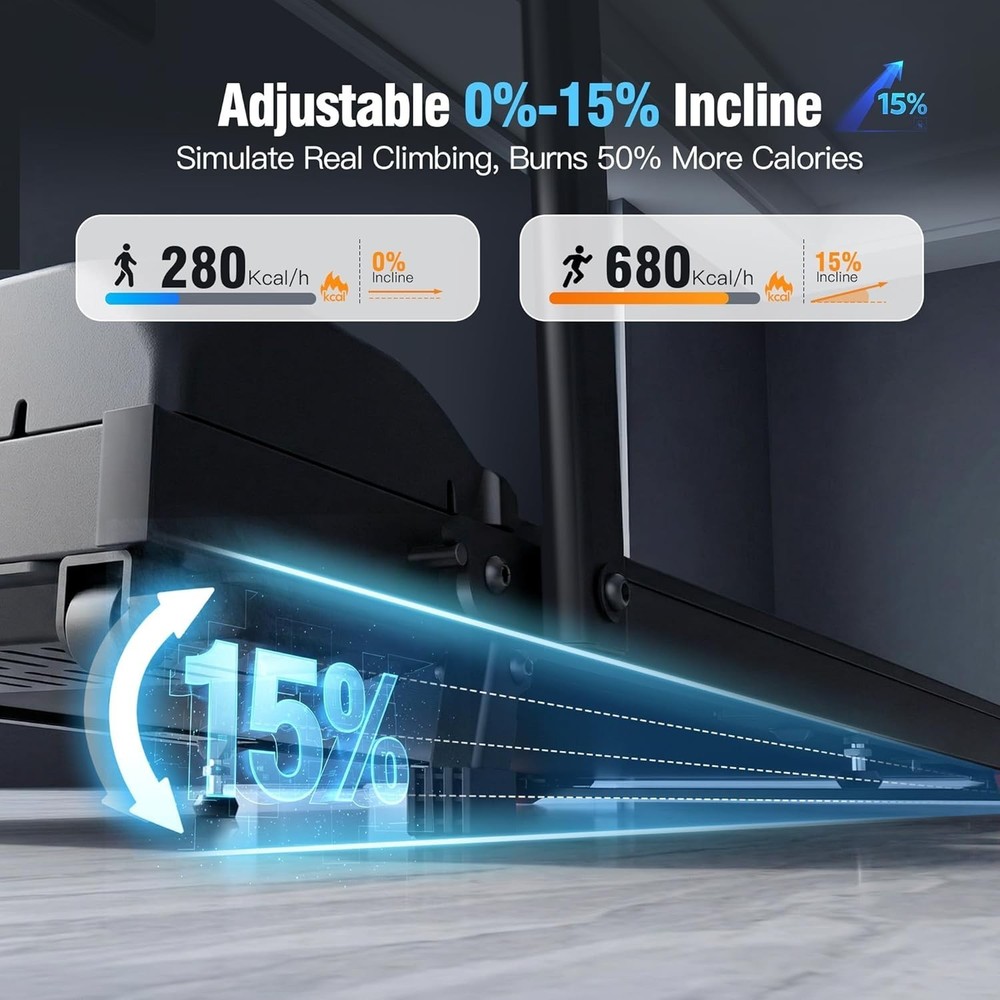 8 in 1 Foldable Treadmill with Desk Workstation & Adjustable Handle Bar, 3.5HP~