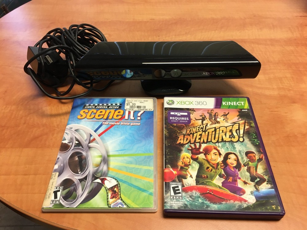 Microsoft Xbox 360 Kinect Motion Sensor Bar Black & Kinect Adventures/Scene It?