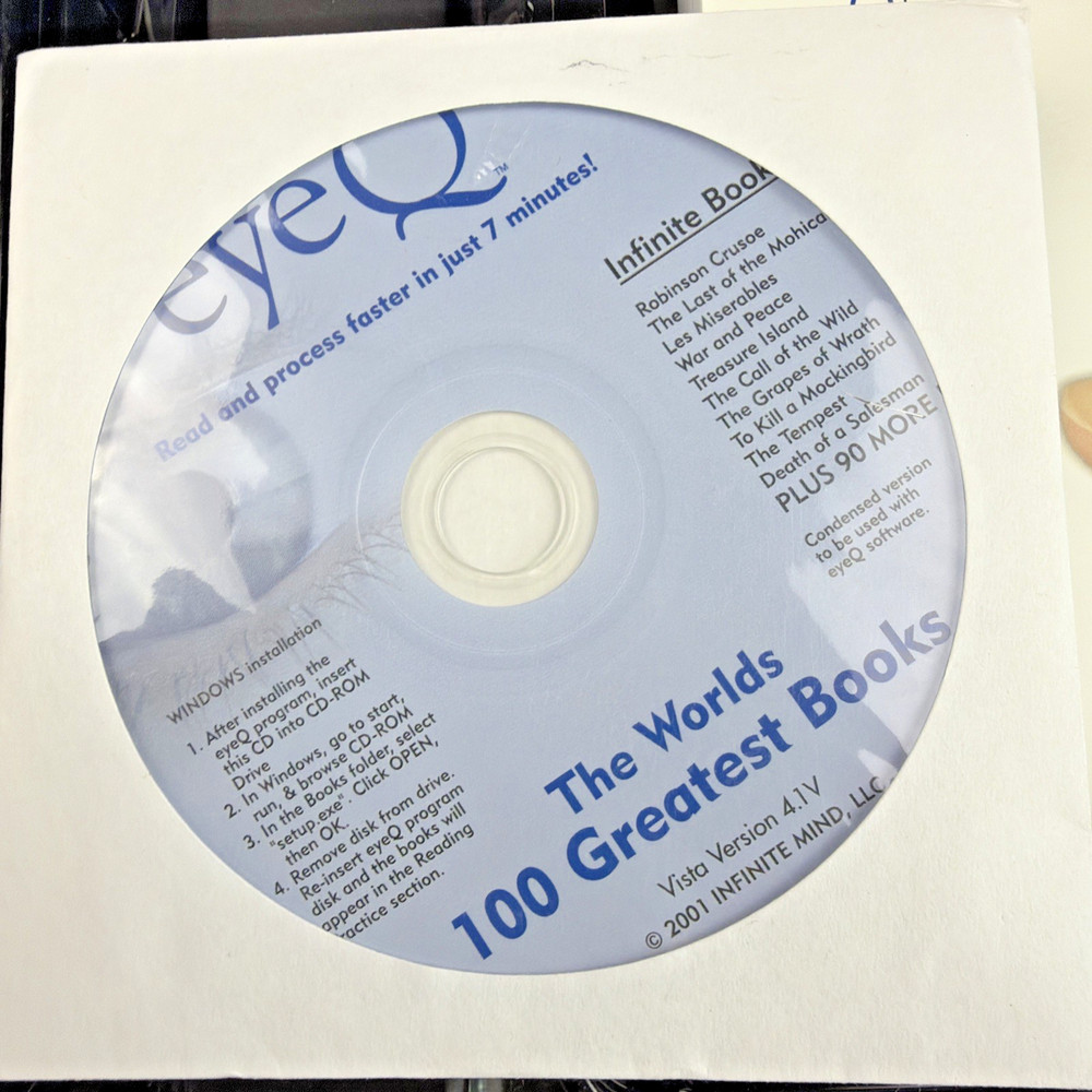 Eye Q Infinite Mind Speed Reading CD PC Software DVD Books + Test Taking Secrets