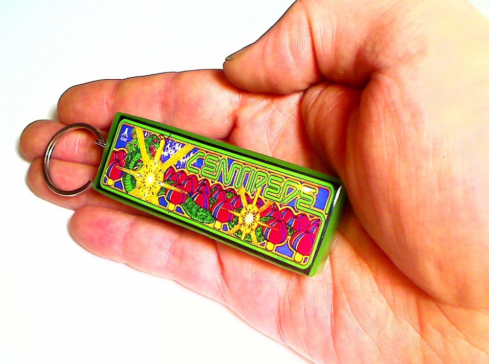Centipede Arcade Marquee Coin Door accessory Keychain