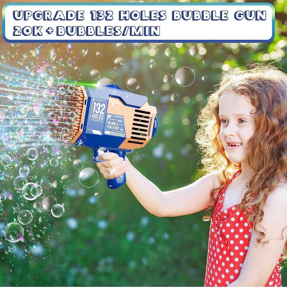 Bubble Machine Gun with Lights Bubble Solution Toddlers Boys Birthday Gift