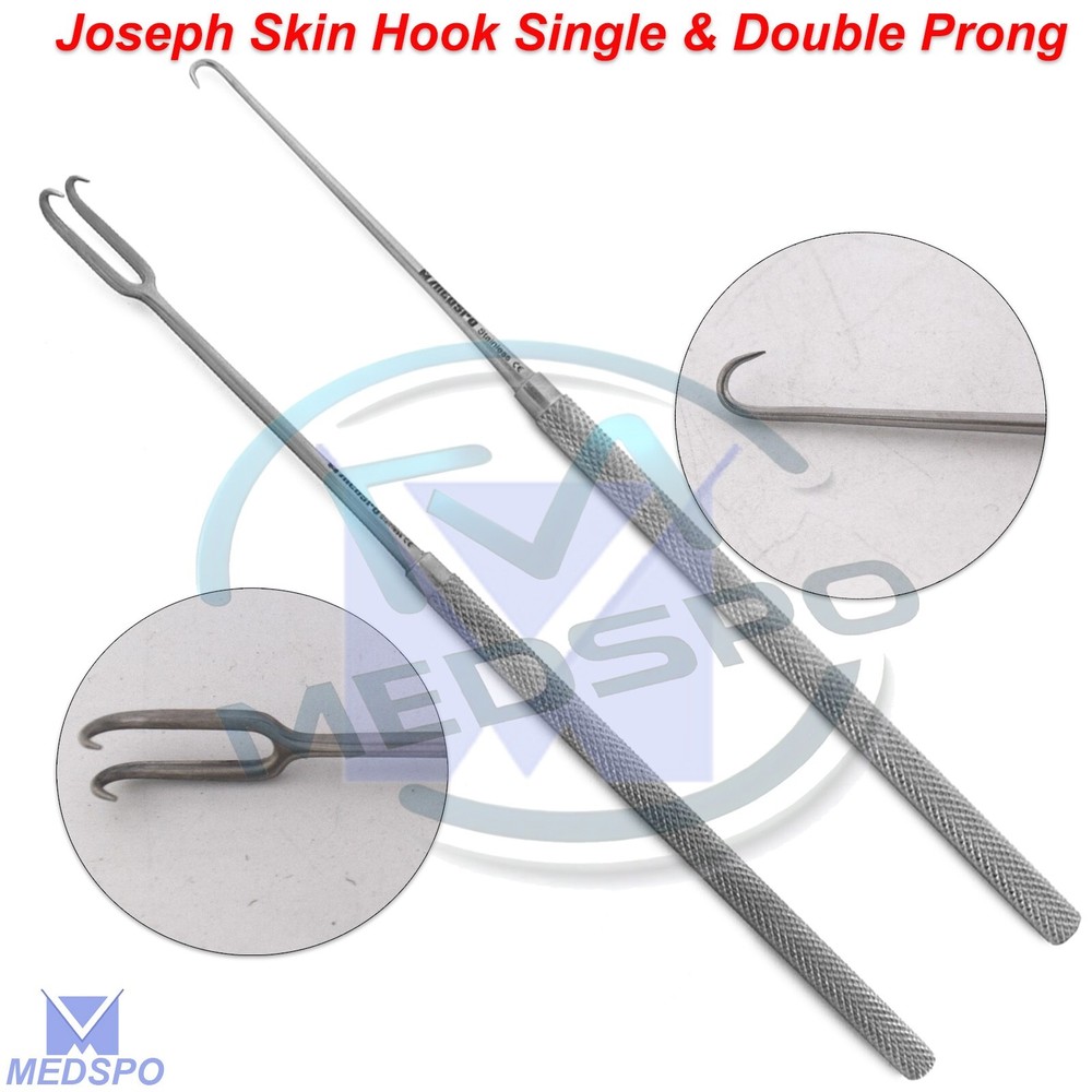 Dermal Plastic Retractor Joseph Skin Hook Double & Single Sharp Prong Lab Tools