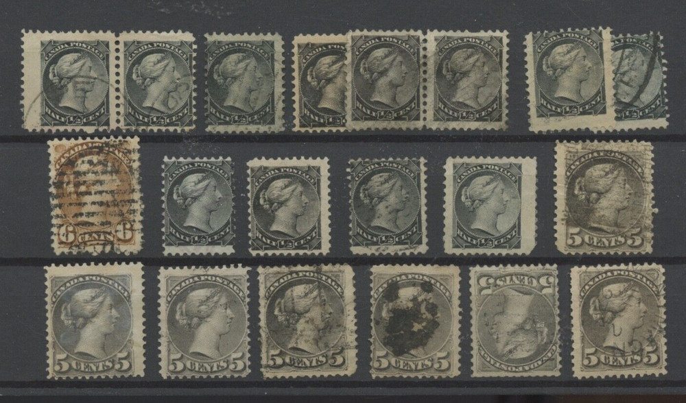 🍁Various Small Queen stamps Half cent, 6c, 5c, lot used Canada