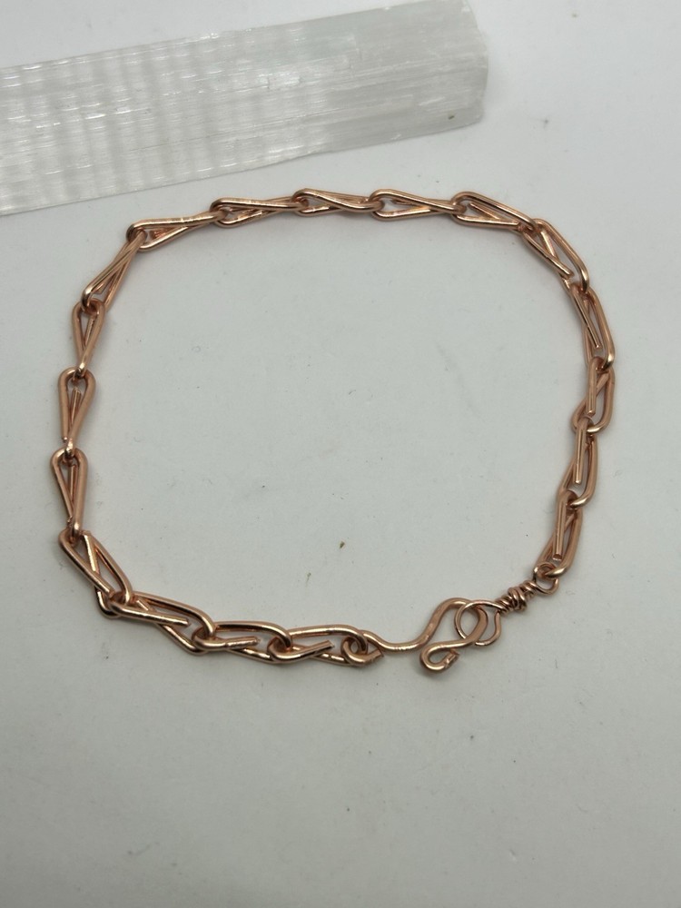 handmade copper link bracelet 9”