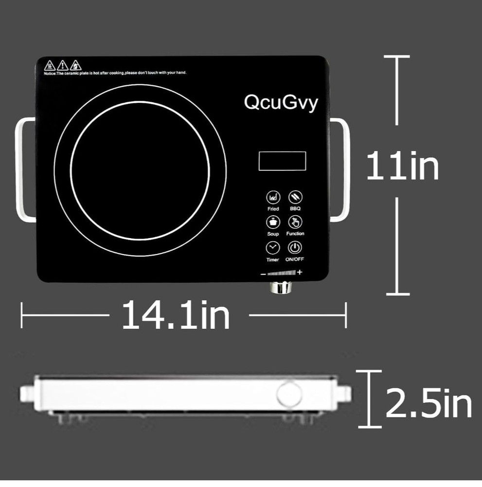 Portable Infrared Burner 3500W Electric Burner with 3-Hour Timer - Touch Control