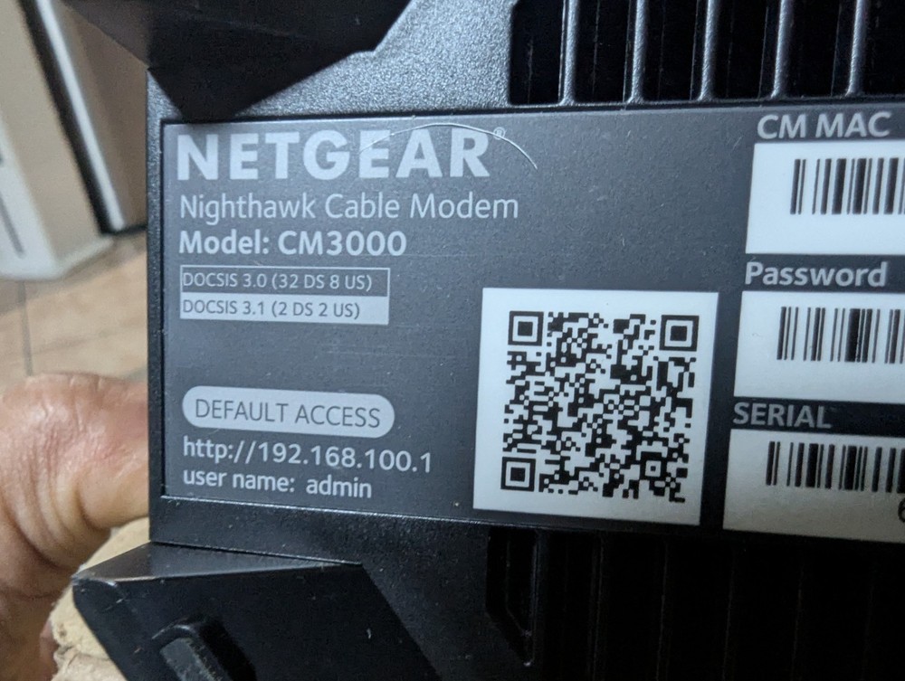 NETGEAR Nighthawk CM3000 Mid/High-Split DOCSIS 3.1 Modem