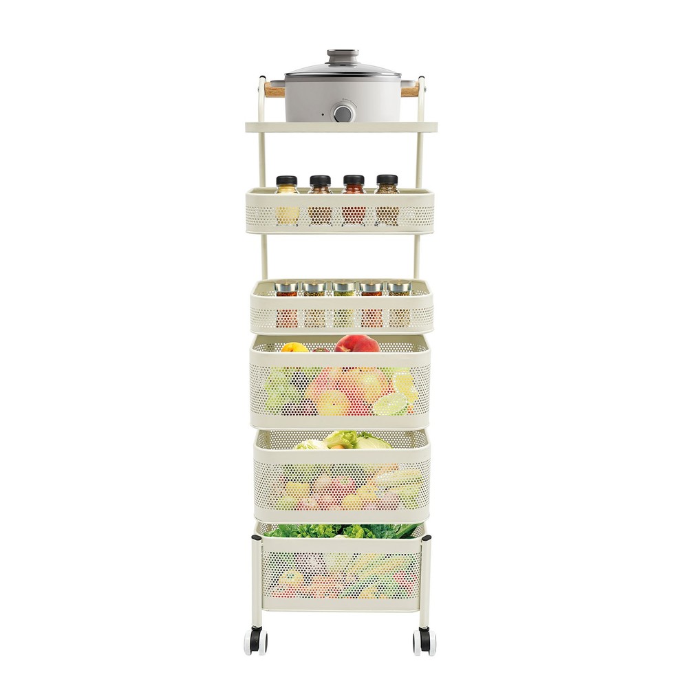 6-Tier Rotating Vegetable And Fruit Basket Rack - Kitchen Organizer