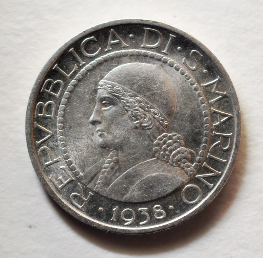 1938 San Marino 5 LIRE QFDC