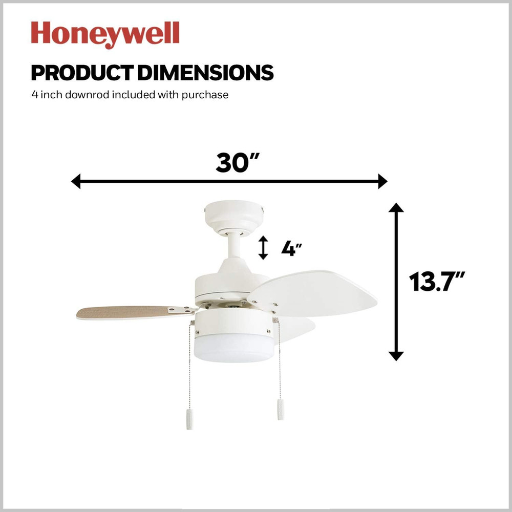 Ceiling Fans Ocean Breeze Modern 30 Inch Ceiling Fan with Light, Pull Chain LED