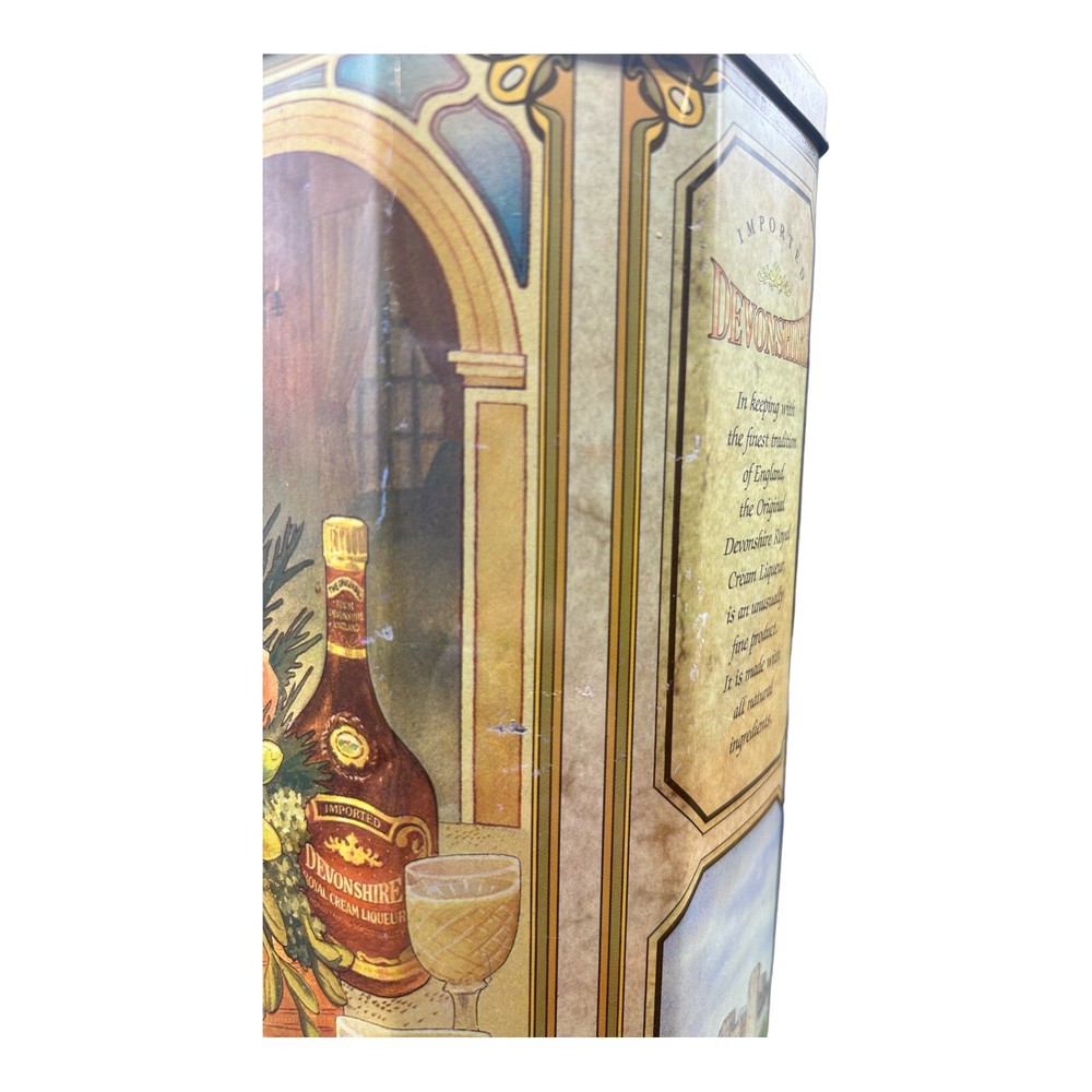 Vintage Imported Octagon Devonshire Royal Cream Liqueur Tin Empty 10.5"
