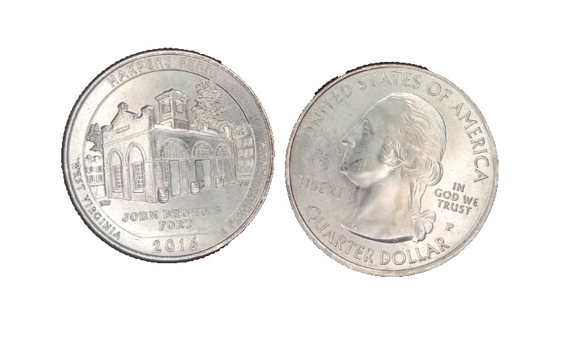 2016 Harpers Ferry mint roll uncirculated quarters