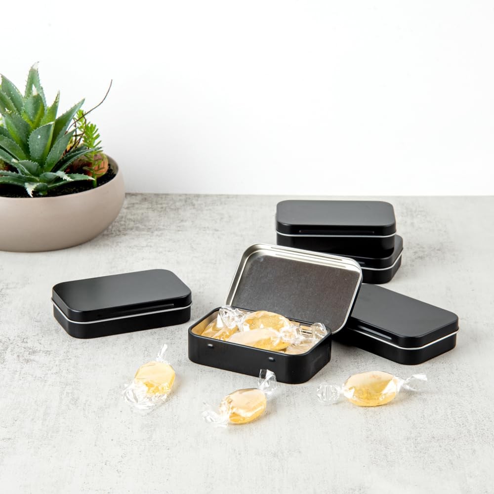 Restaurantware RW Base 4.5oz Rectangular Black Tin Containers - 10-Pack