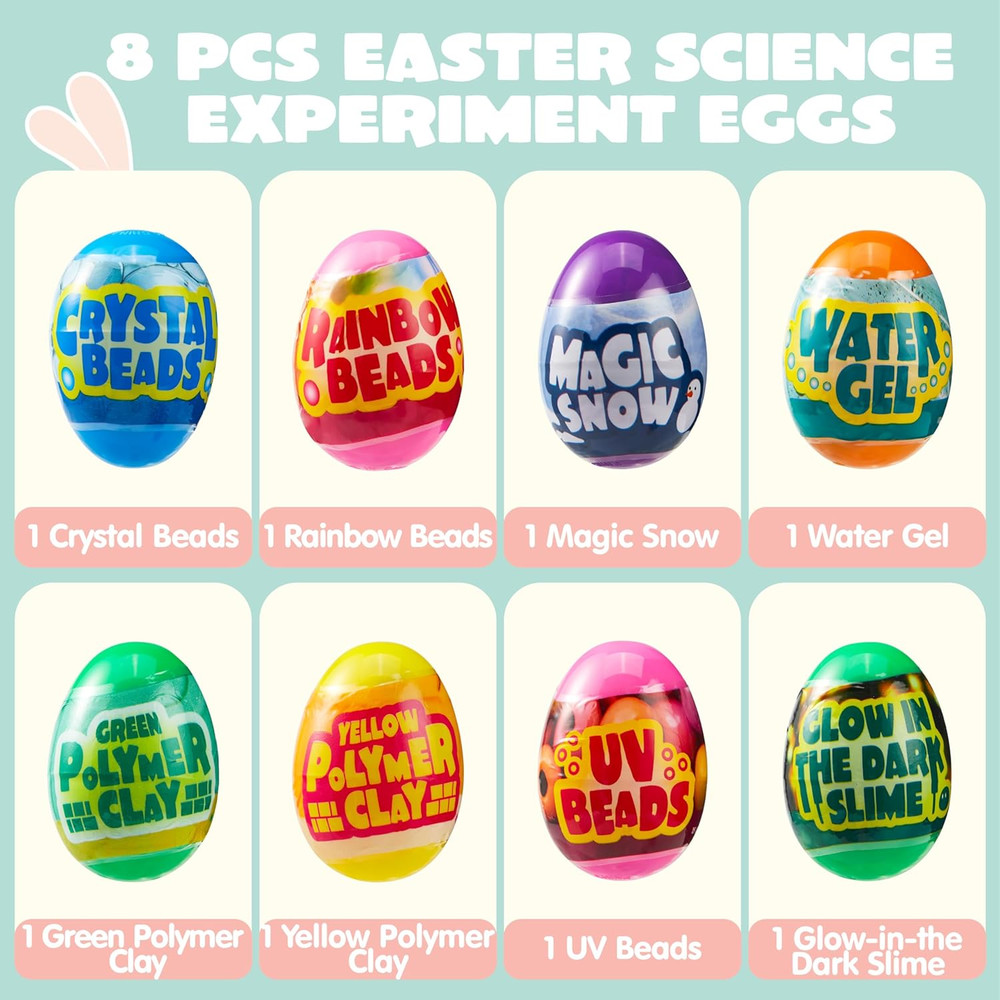 8 Pcs Easter Science Experiment Eggs, Colorful Eggs Prefilled with Science Ac...