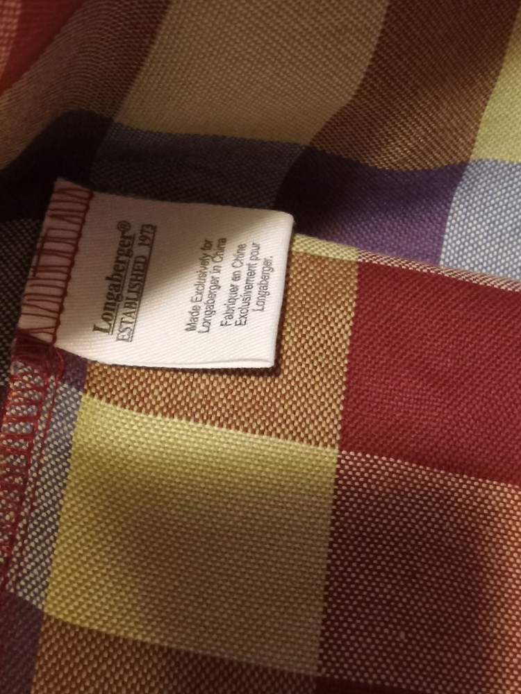 Longaberger WT Everyday PLAID SM RECTANGLE FABRIC RECTANGLE liner