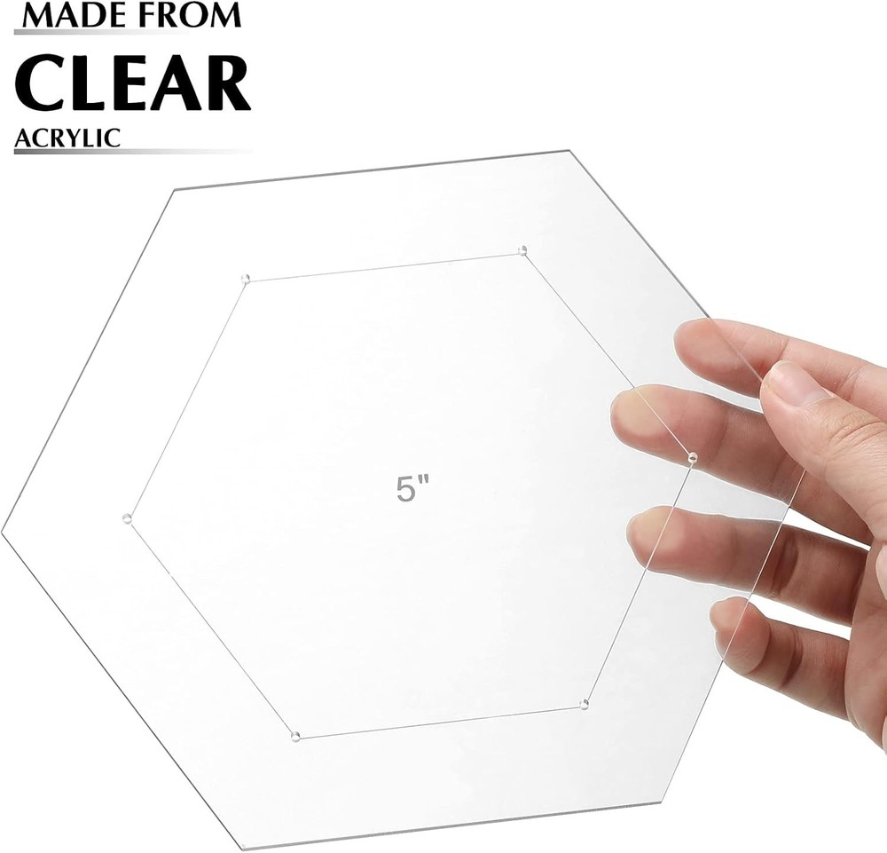 6-Piece Acrylic Hexagon Quilting Templates Set for Precise Sewing Crafts