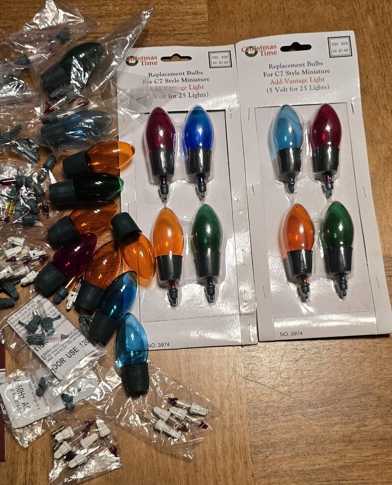 Lot Vintage Mini Replacement Christmas String Lights Push In 2.5 Volt 12 Volt +