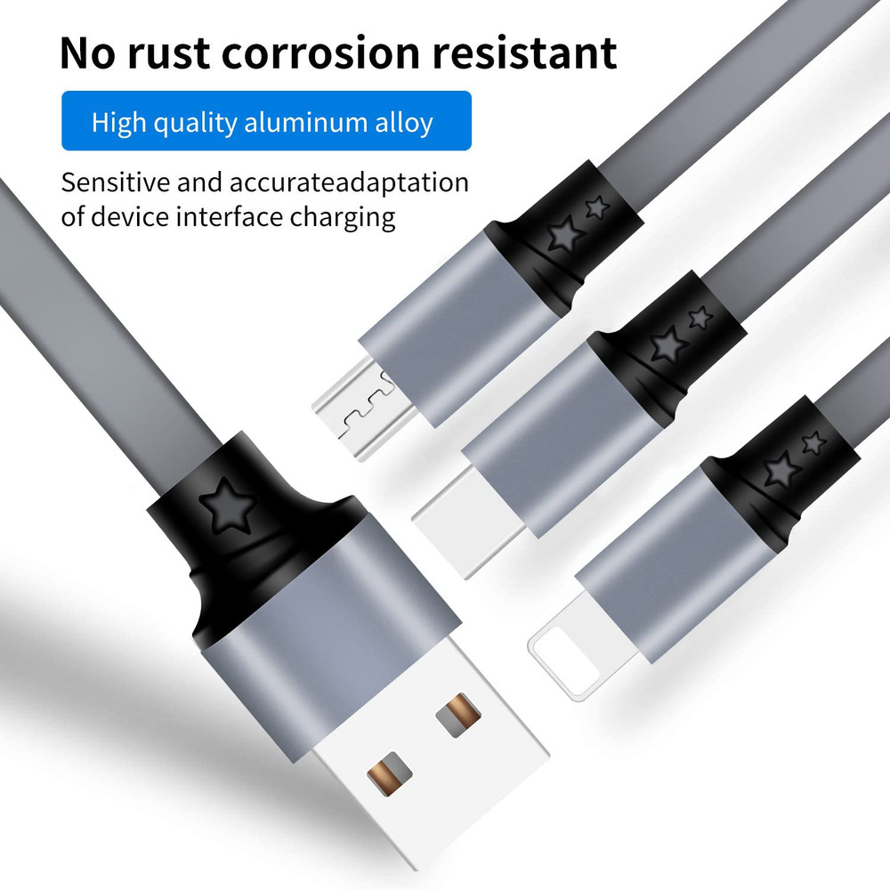 2Pack Multi USB Charger Cable Retractable 3 in 1 Multiple Charging Cord Adapter