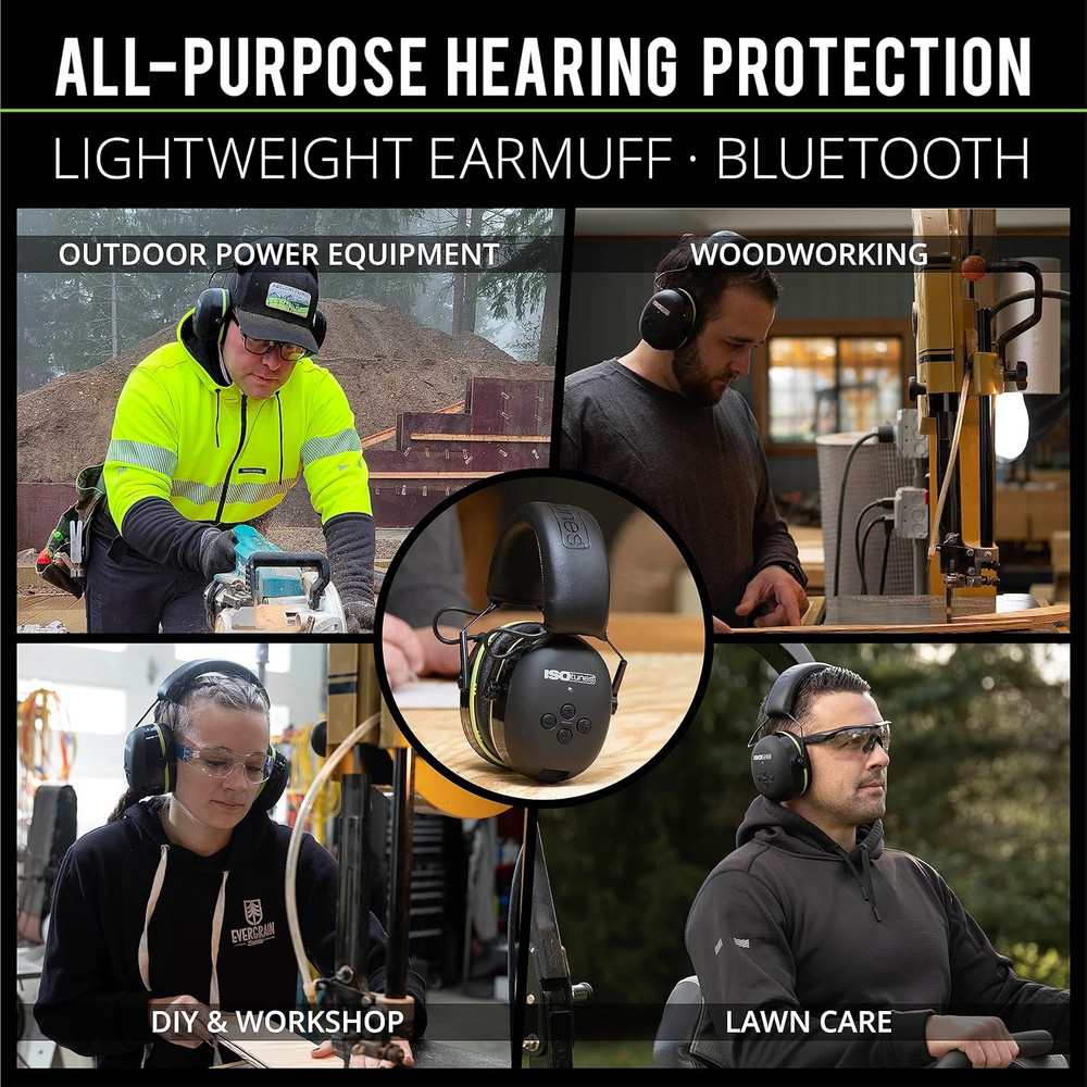 AIR DEFENDER Bluetooth Earmuffs - 40 Hour Wireless Hearing Protection