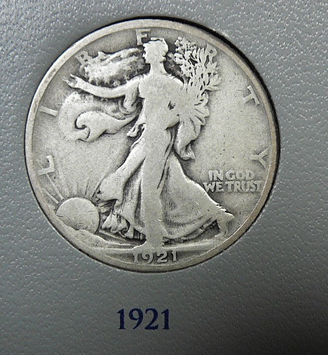 1921 Walking Liberty Half Dollar  -  VG / Very Good